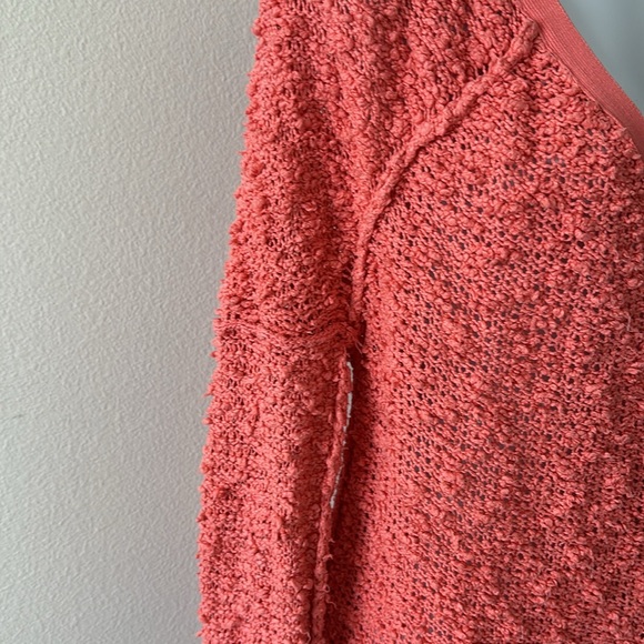 Free People Sweater M Songbird Orange Deep V-Neck Coastal Cowgirl Boho Casual - Picture 5 of 11